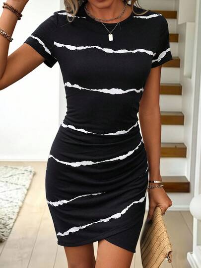 Easowa Summer Casual Striped Short Bodycon Women's Dress For Back To School & Sports Events,Summer Dresses For Women,Casual