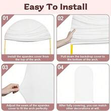 1 Buah Kain Latar Belakang Lengkungan Putih, Kain Lycra Elastis Dua Sisi, Cocok untuk Dekorasi Lengkungan Pesta Pernikahan dan Ulang Tahun (Lengkungan Tidak Termasuk, Hanya Kain Latar Belakang) - Putih - View 3