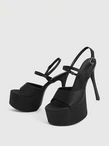 CUCCOO LuxiPop Women's Stiletto High-Heeled Platform Sandals Naked With Black Sandals, Nightclub Style Sexy Fashion Clothing, Nightclub Party Style, Suitable For Spring And Summer, Holiday Season 2000's Style, Holiday Atmosphere, Summer Wear, Travel Must-Have - Black 1 - View 6