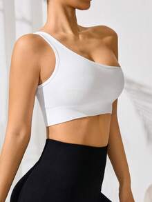 Breezaya Cut Out Back Crop Sports Teeworkout Tank Top - White - View 4