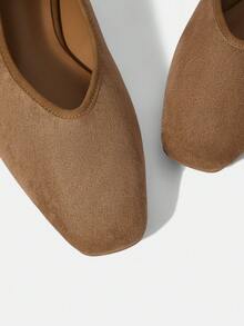 MOTF LADIES SUEDE CONTRASTING PU LEATHER TRIMMED FLATS - Camel - View 7