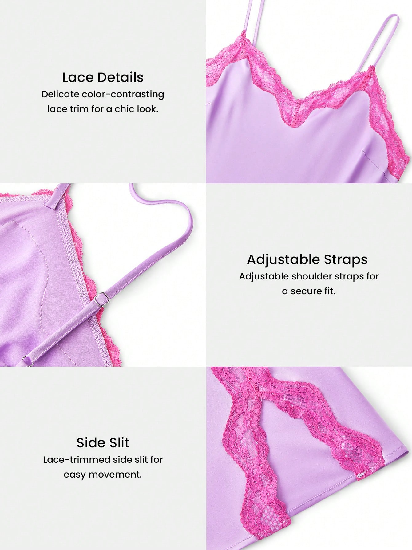 Silky Satin V-Neck Strappy Camisole Loungewear Slip Dress Nightdress