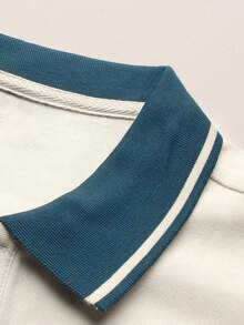 Manfinity Homme 男士休闲条纹拼接短袖 Polo 衫，夏季男士衬衫，米色男士 Polo 衫，条纹 Polo 衫 - 米色 - 查看 6