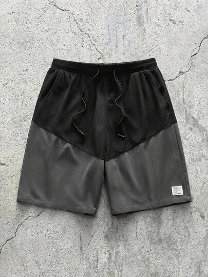 EVRINFINITE 1pc Men's Summer Boyfriend Style Patchwork Color Shorts For Running, Fitness, Cycling, Outdoor, Hiking, Workout
