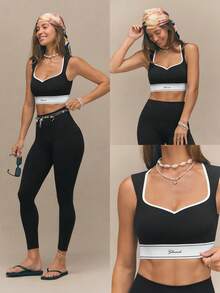 Áo ngực FeatherFit™ StudioMuse cổ chữ V, lưng hở, dáng crop top với mút ngực có thể tháo rời, thích hợp cho yoga, pilates, tập luyện nhẹ nhàng và mặc hàng ngày. - màu đen - Xem 8