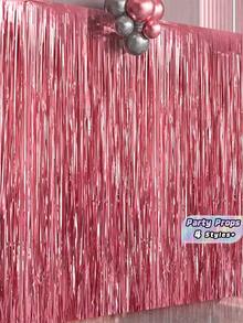 1/2/4pcs Bright Pink Tinsel Curtain Backdrop Decor For Birthday Gender Reveal Baby Shower Bridal Party Wedding Celebration Photo Booth Background Props - Pink - View 1
