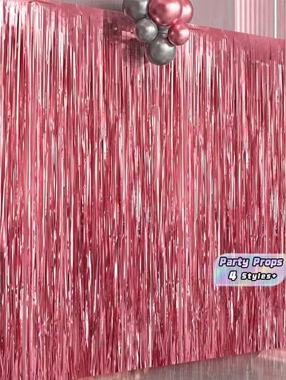1/2/4pcs Bright Pink Tinsel Curtain Backdrop Decor For Birthday Gender Reveal Baby Shower Bridal Party Wedding Celebration Photo Booth Background Props