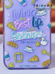 Joivida FRIENDS X Friends-Themed Translucent Purple Glitter Phone Case For IPhone 13-17 Series, Shockproof And Protective - Multicolor - View 3