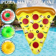 Flotteur géant en forme de pizza avec 2 porte-gobelets intégrés - Flotteur de piscine gonflable pour fête d'été, lac et plage - article unique - Voir 6