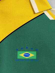 Manfinity Campus Court Áo Polo đội tuyển Brazil phong cách retro cho nam, áo polo phối màu dáng rộng cho nam, áo thun in hình cho nam, áo thun in hình cho nữ, áo khoác thể thao thời trang cho nam, áo polo bóng đá/bóng đá tay ngắn cho nam. - Nhiều màu - Xem 4