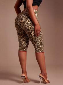 Radiana Leggings Capris Talla Grande Estampado Leopardo Multicolor Tela de Punto Patrón Texturizado Alta Elasticidad Control de Abdomen Casual Verano - Multicolor - Ver 6