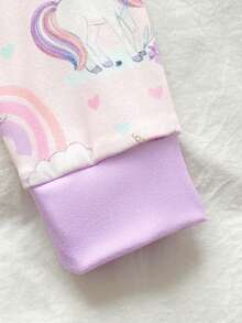 2pcs/Set Young Girl' Cute Rainbow Horse Print Short Sleeve Leggings Pajama Set - Pink - View 6