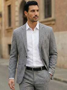 HIMLAND Blazer con cuello de solapa con estampado de pata de gallo para hombre, otoño/invierno - Multicolor - Ver 1