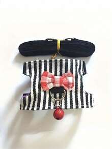 1Set Pet Harness And Leash With Leaf Bow Tie Bell Outfit For Small Animals Guinea Pigs Hamsters Mice Walking Adventure Outdoor Pet Costume Pet Fashion Accessories Adjustable Soft Harness For Tiny Pets Small Animal Accessories Cute Pet Photo Prop Pet Gift For Pet Lovers - Multicolor - View 11