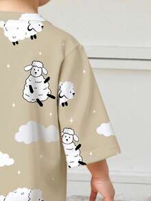 SHEIN Baby Boy Casual Lamb Pattern Loungewear Set, Loose Fit Suitable For Summer - Multicolor - View 3
