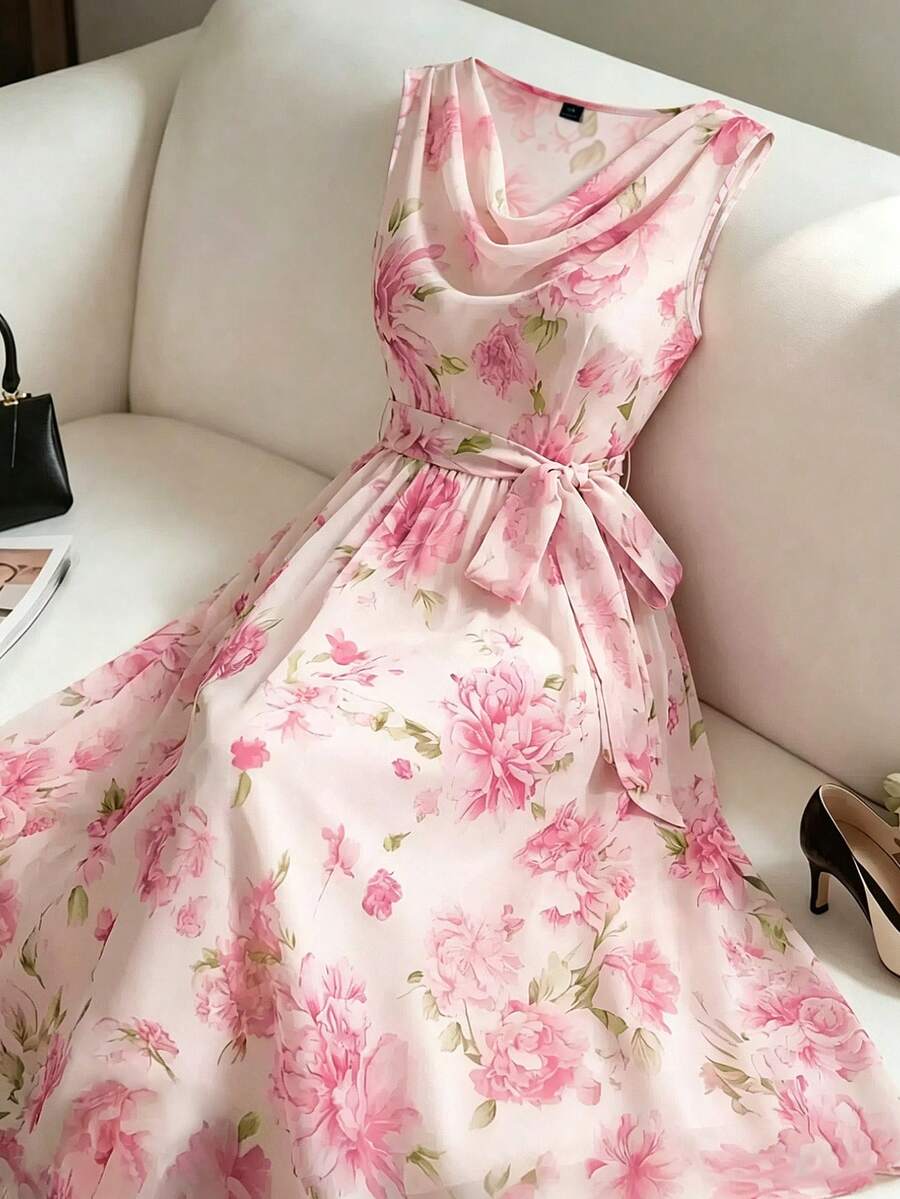 GlowEve CURVE Plus Size Woven Floral New Style Fashionable, Elegant In Appearance, Sleeveless Summer Long Dress - Pink - View 1