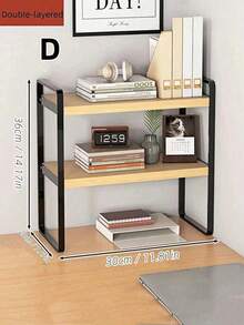 1PC Multi Layer Wooden And Metal Multi Purpose Desktop Storage Rack Student Bookshelf Office Computer Display Shelf Kitchen Organizer Bathroom Caddy Cosmetic Holder For Living Room Kitchen Dining Room Bathroom Bedroom Home Organization Space Saving Sturdy Versatile Holiday Gift - Multicolor - View 12