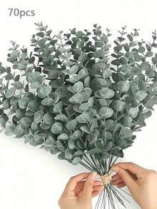 10/30/70 Pieces Of Artificial Eucalyptus Stem Plants, Imitation Eucalyptus Branches And Stems, Suitable For Wedding - Green - View 13