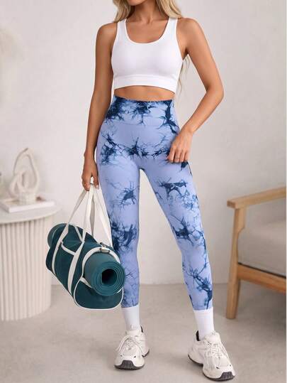 EMERY ROSE Quần legging thể thao liền mạch cạp cao nhuộm màu loang dành cho nữ tập yoga