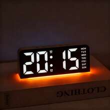 1pc Multi-Color Base Digital Multi-Function LED Alarm Clock, USB Digital LED Display Electronic Alarm Clock, Displaying Temperature Date Sleep 12/24 Hour Time, Home Decor, Bedroom Decor, Dimmable Brightness (Batteries Not Included), Home Decoration, Room Decor, Holiday Gift, Birthday Graduation Gift - Multicolor - View 5
