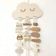 Cute Cloud Twisted Rope Hairpin Storage Rack - Home Decorative Simple Storage Hanging Frame For Hair Clips - Hanging Rope Storage - Multicolor - View 10