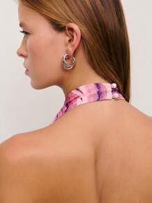 Nöista Floral Chiffon Halter Top With A Sleeveless Silhouette, Asymmetrical Hem And Lightweight Fabric For Summer Vacation Styling. Fall, Summer - Multicolor - View 6