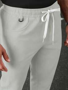SLATEMANN Men's Black Drawstring Pants,Comfortable Light Grey Summer Casual City Break Design,Suitable For Dates,Weddings,Photography,Y2K Versatile Essential - Grey - View 3