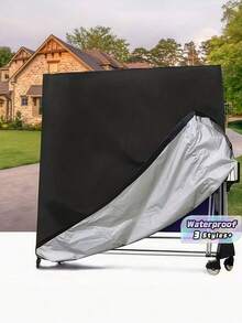 1 Stück schwarze Oxford-Stoff wasserdichte und kratzfeste Tischtennistisch Staubabdeckung, geeignet für Innen- und Außenbereich für Sportliebhaber, Geschenkidee für Feiertage, Muss-haben für Terrasse, Tischtenniszubehör - Schwarz - Übersicht 1