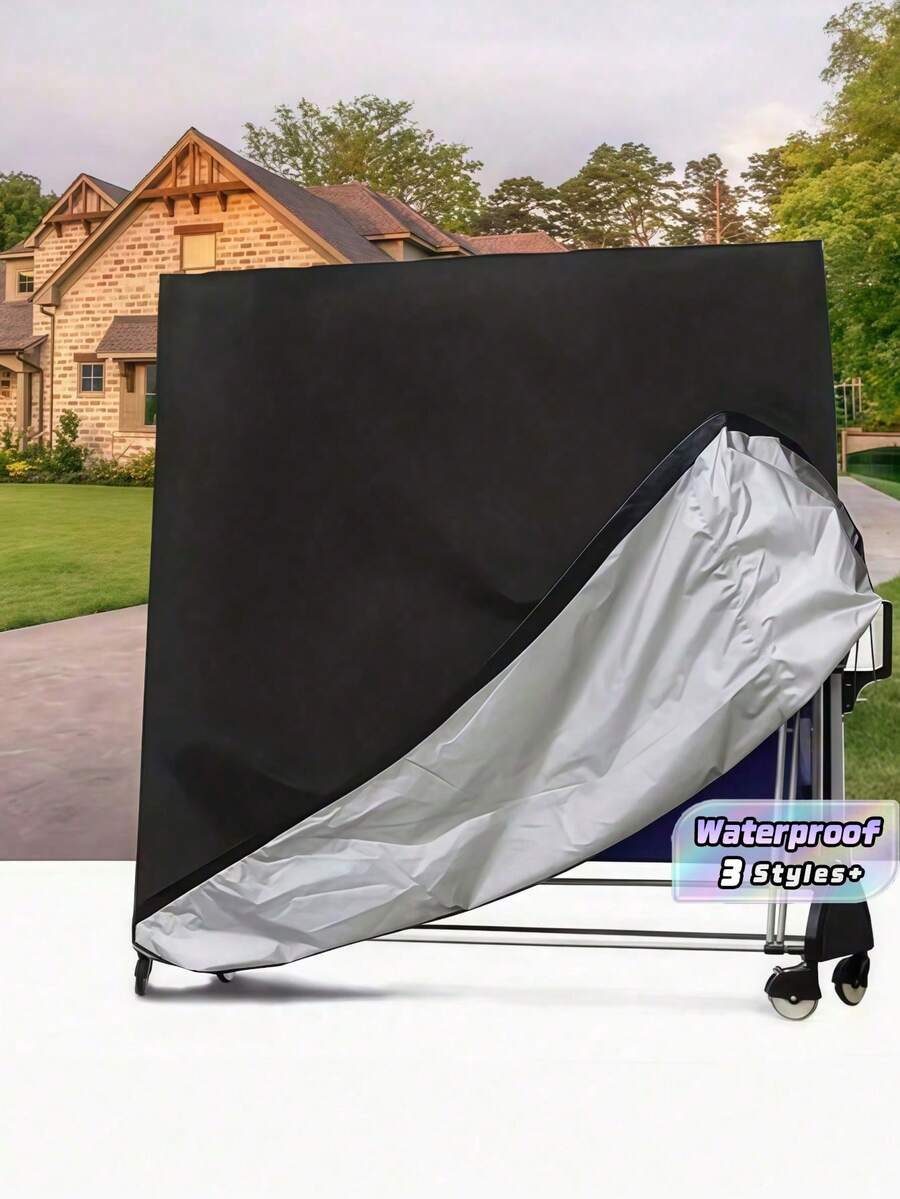 1 Stück schwarze Oxford-Stoff wasserdichte und kratzfeste Tischtennistisch Staubabdeckung, geeignet für Innen- und Außenbereich für Sportliebhaber, Geschenkidee für Feiertage, Muss-haben für Terrasse, Tischtenniszubehör - Schwarz - Übersicht 1