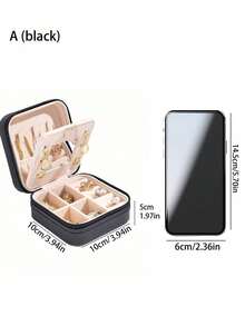 1pc Travel Jewelry Storage Box, Women Gift, Mini Jewelry Organizer, Necklace & Earrings Holder With Mirror, Pink Travel Essential,Women's Day Gift,For Holiday Beach, Bathroom Collection, Bedroom Collection, Large Capacity - Multicolor - View 18