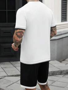 Manfinity CasualCool Bộ áo thun nam đen trắng phong cách thường ngày đường phố - Đen và trắng - Xem 2