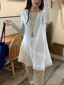 DAZY Women's Solid Color Sleeveless Layered Mini Dress, Korean Style Sundress Summer High Tea Date Night All White Modest Tropical - White - View 10