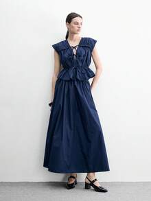 CUCCOO BIZCHIC 尖头粗跟高跟黑色后系带时尚简约舒适通勤百搭派对宴会女士高跟鞋女士露跟鞋 - 黑色漆皮 - 查看 6