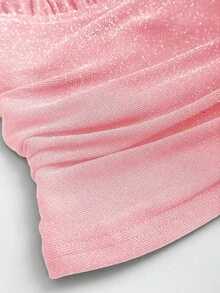 SHEIN Sweetro Áo hai dây choker xếp ly, bóng bẩy, khoét sâu lưng, gợi cảm dành cho nữ, kiểu dáng thời trang, tôn dáng, thích hợp cho tiệc tùng, mùa xuân/hè. - Hồng - Xem 5