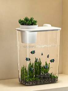 1 Piece (Fish Tank Only Excluding Decorative Accessories) Fish Tank Home Office Transparent Breeding Box Desktop Tank - Multicolor - View 6