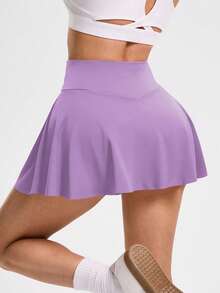 SHEIN Sovereign Charm Women's Skirt With Pockets, Suitable For Badminton, Tennis, Yoga, Fitness, Running, Marathon - Purple - View 2