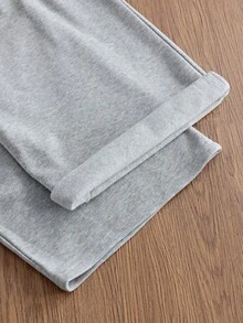 SWAVVY Men's Casual Loose Sweatpants, Standard Size, Grey With Embroidery, Suitable For Spring And Autumn - Grey - View 7