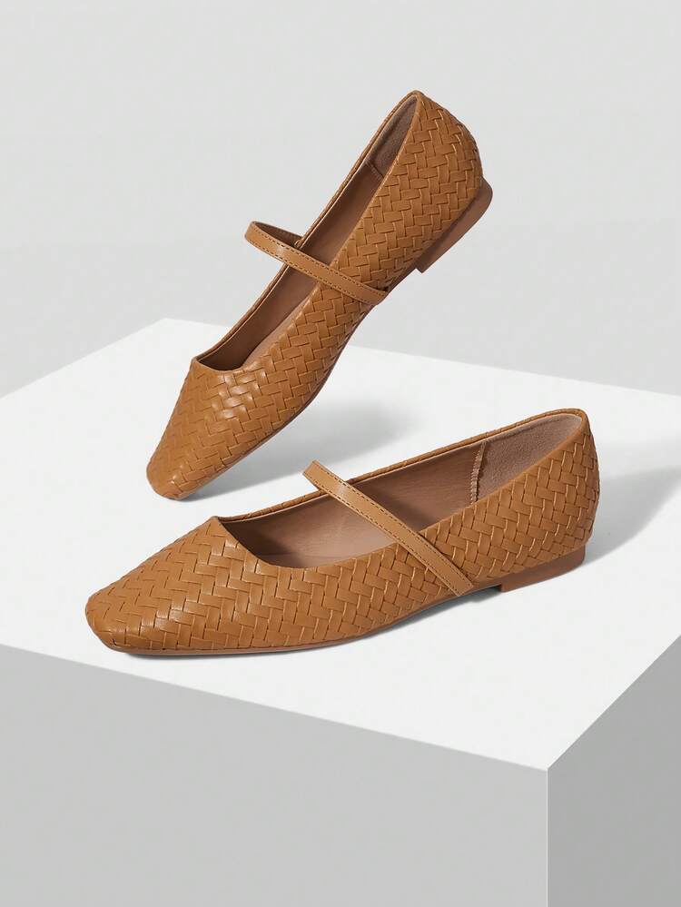 COMFORTABLE MINIMALIST VERSATILE WOMEN SQUARE TOE MARY JANE FLAT SHOES, SUITABLE FOR HALLOWEEN FOR CHRISTMAS