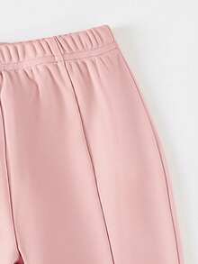 Elladie kids Set di top senza maniche con orlo asimmetrico e pantaloni a zampa per ragazze, design estivo nuovo, decorazione fiocco, fresco e alla moda, colore albicocca - Rosa - Visualizzare 7