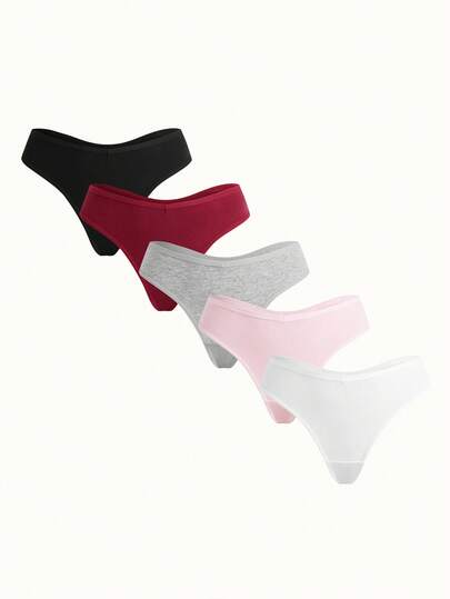 Bonmuse 5pcs/Pack Women's Comfortable Thong Panties, Soft Underwear Suitable For Sports And Daily Wear, Multi-Pack, Size XS-XL, All Season