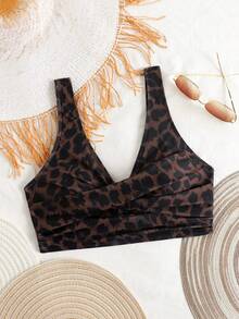 Swim Vcay 2026 Women's Leopard Print Bikini Top For Beach Vacation (Print Design Random) - Multicolor - View 3