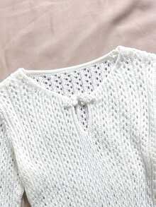 SHEIN Áo khoác mỏng đan móc cho bé gái tuổi teen, thích hợp cho kỳ nghỉ hè ở bãi biển. - trắng - Xem 5