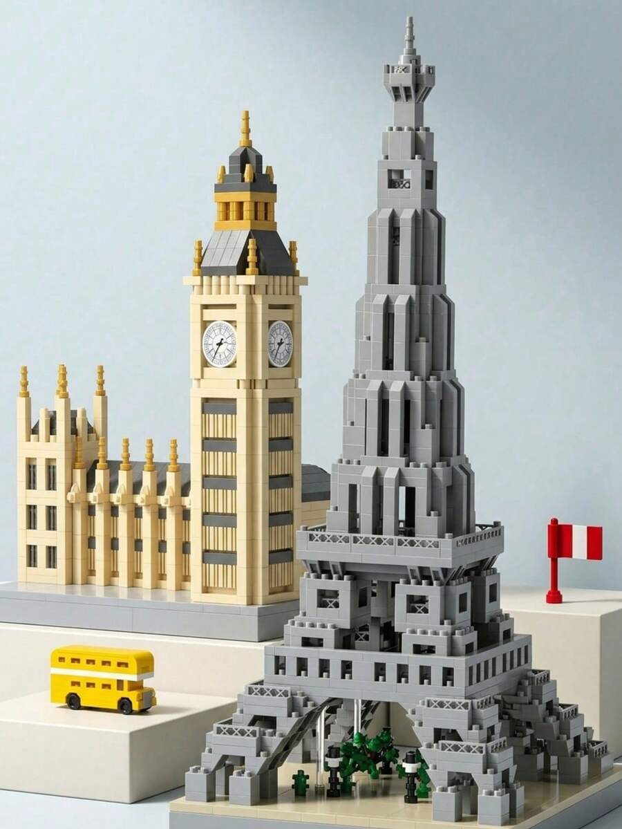 MINKOJA MINKOJA Famous Landmark Building Block Decoration, Creative 3D Assembled Building Module, Tabletop Architectural Decoration, Suitable As A Birthday/Halloween/Christmas Gift/Festive Gift, Home Decoration Ornament, Collectible, Building Block Model - Multicolor - View 1