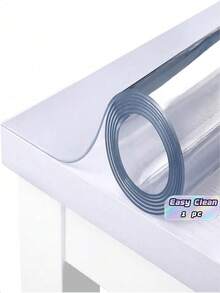 1片高品质1毫米厚透明PVC桌布 - 耐刮擦、耐热、易清洁，适用于家庭、酒店、餐厅和咖啡厅的餐桌，简约时尚设计 - 白色 - 查看 1