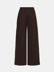 Pantalones sueltos a rayas marrones y blancas para niñas preadolescentes, de moda y versátiles para primavera/verano - Marrón - Ver 6