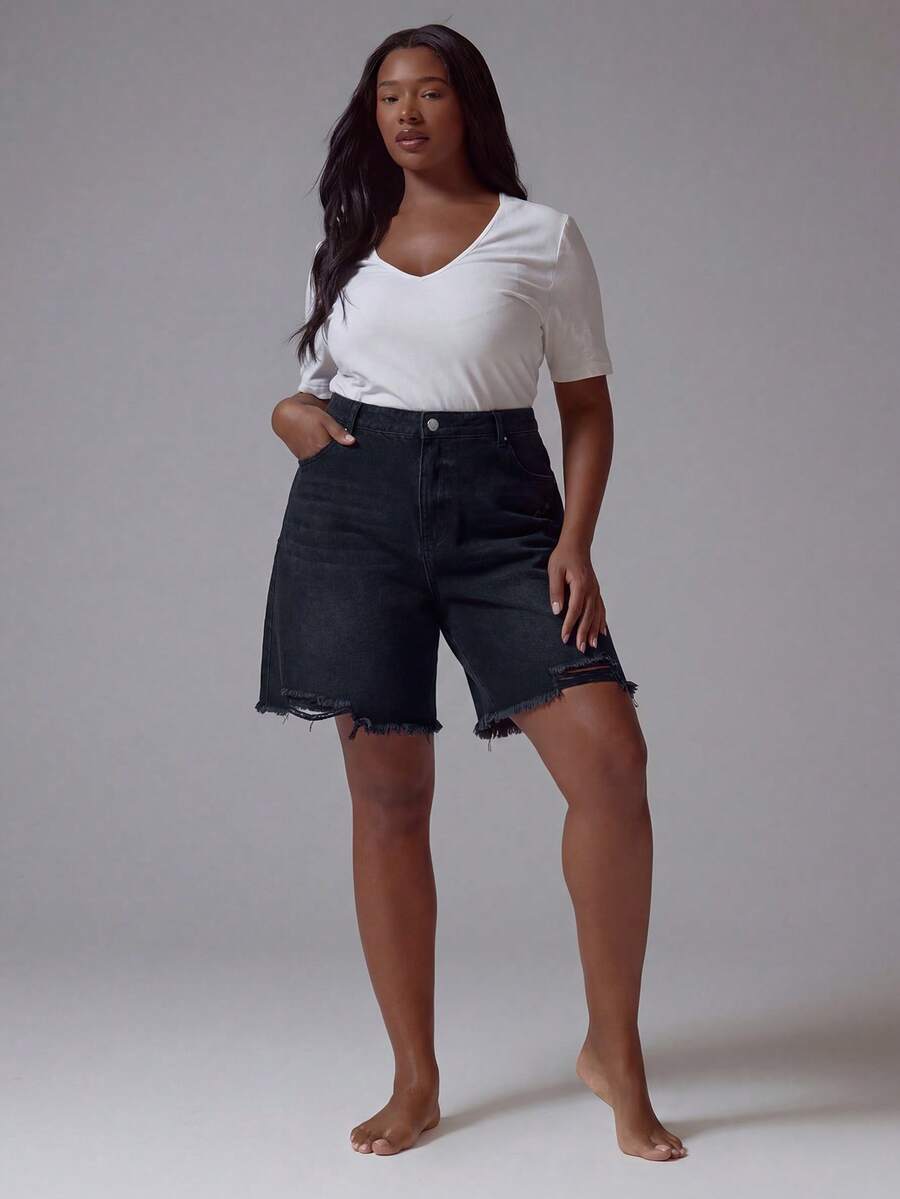 MUSERA Shorts vaqueros de talla grande - Azul - Ver 1