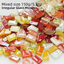 150克/5.3盎司混合尺寸玻璃马赛克瓷砖，DIY艺术项目工艺用品，家居装饰工艺配件玻璃用品 - 彩色 - 查看 17