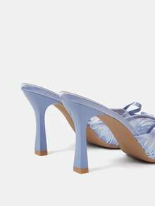 CUCCOO HITCHD Giày sandal cao gót thanh lịch dành cho nữ, kiểu dáng công sở, đính nơ ren, thích hợp cho ngày Valentine, giày cưới, giày mùa xuân, giày cô dâu. - Màu xanh nhạt - Xem 5