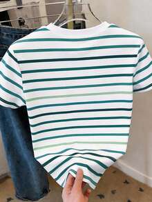 Franclia Women's Casual Colorblock Striped Round Neck Short Sleeve T-Shirt, Summer - Multicolor - View 2
