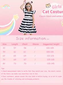 MINKOJA Sommer Mädchen Katzenohren Streifen Kostüme für Kinder Halloween Karneval Cosplay Kleid mit Haarband Outfit Kinder Fancy Geburtstags Party Verkleidung 4-8 Jahre - Schwarz - Übersicht 10